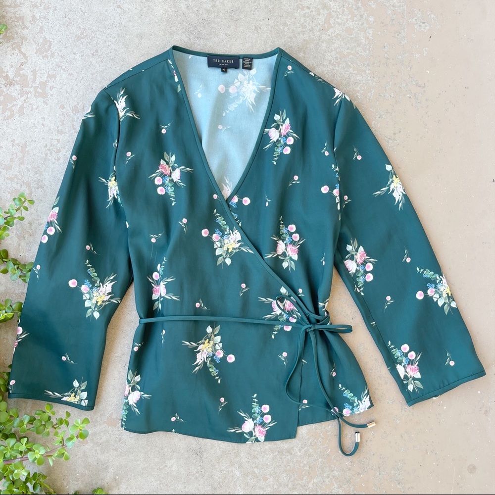 Ted Baker Aleexx Flourish Floral Satin Wrap Blouse